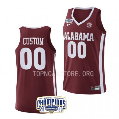 Men's Alabama Crimson Tide #00 Custom Crimson 2023 SEC NCAA College Basketball Jersey 2403LBJN1